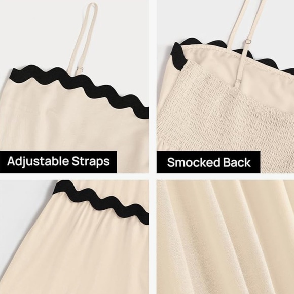 NWT Spaghetti Strap Backless Sundress Flowy Smocked Lace Swing A Line Midi Dress - Picture 6 of 7